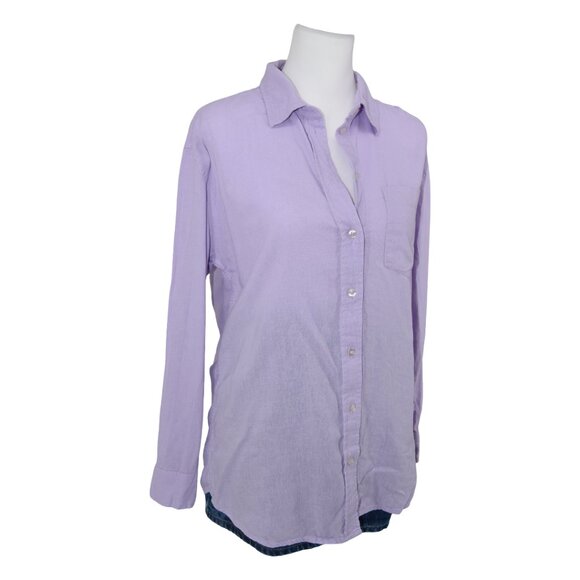 GAP Lilac Lavender Purple Linen Blend Button Shirt S Minimal Softcore Breathable - Picture 3 of 9